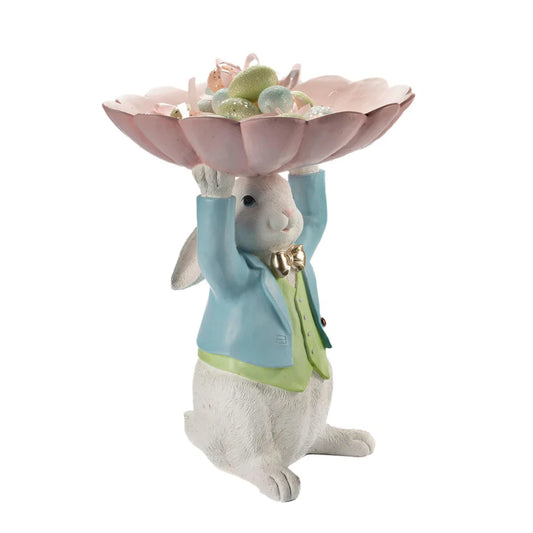 Easter Luxe Pastel Rabbit Holding a Bowl 37533