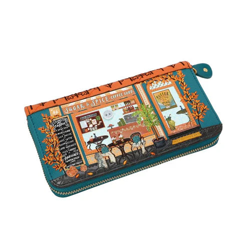 Vendula London Sugar and Spice Coffee Large Ziparound Wallet 33419